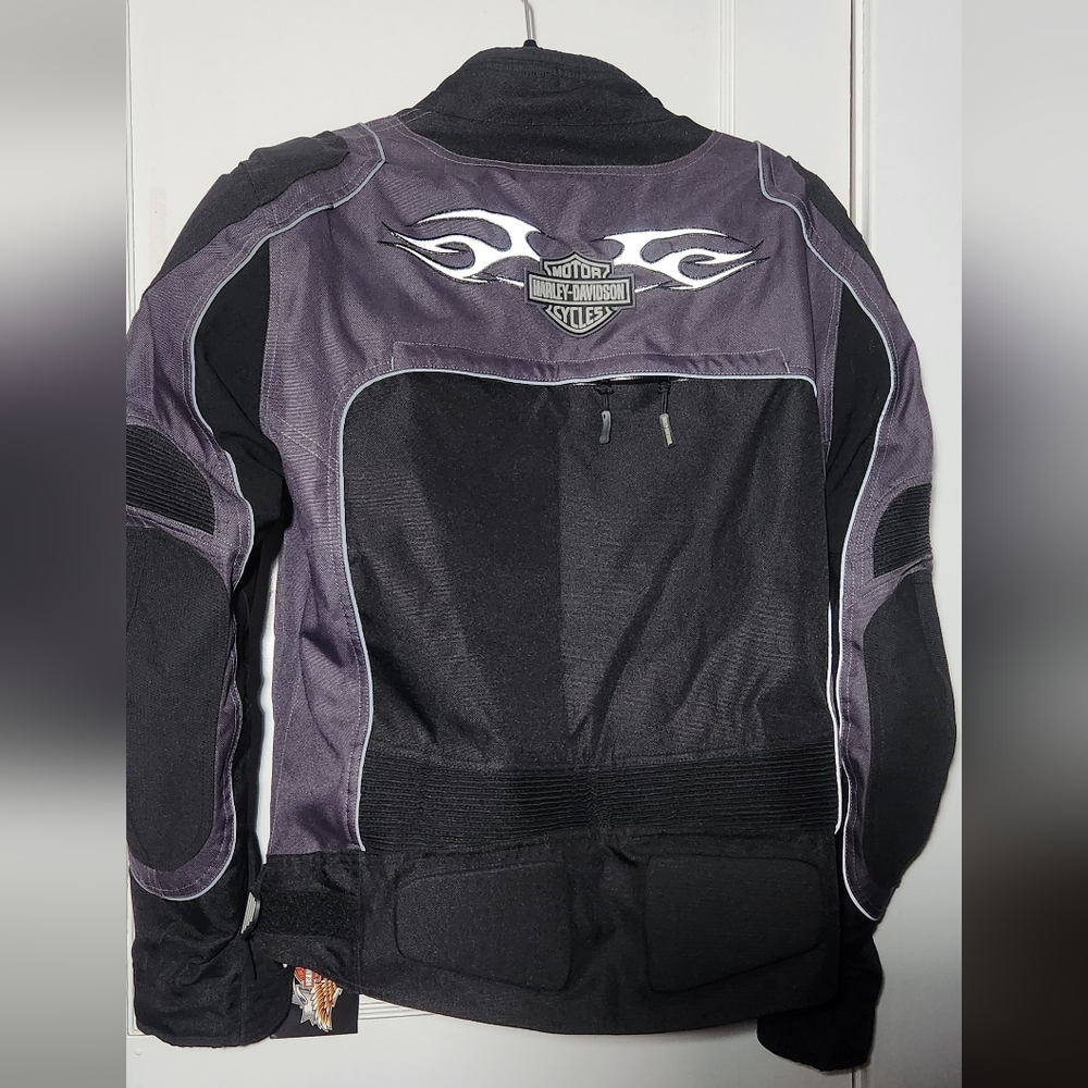 Harley Davidson Mens Medium Black Gray Motorcycle Riding Jacket w/ Pads